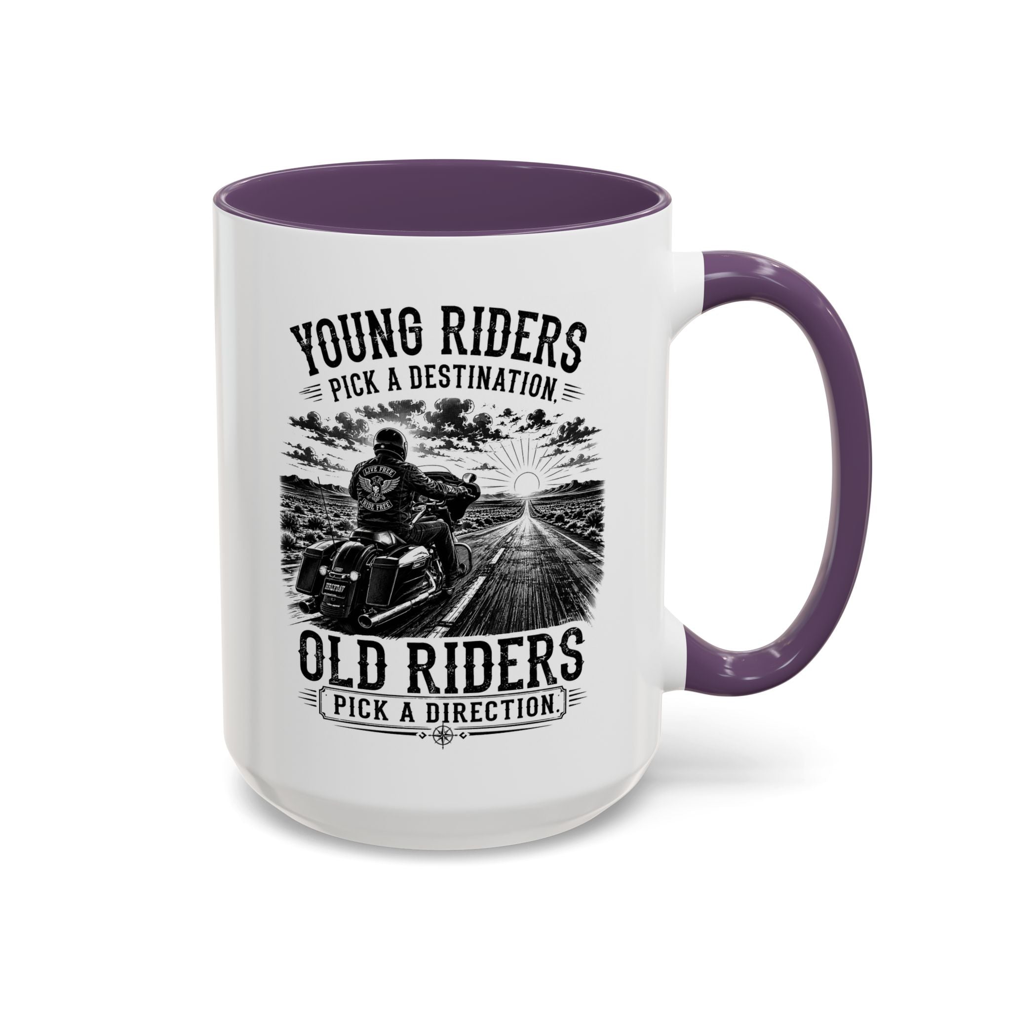 "Young Riders Pick a Destination, Old Riders Pick a Direction" Coffee Mug