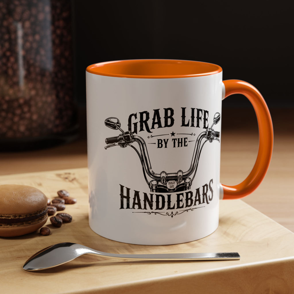 Grab Life by the Handlebars Coffee Mug — Motorcycle Rider Gift (11/15 oz)