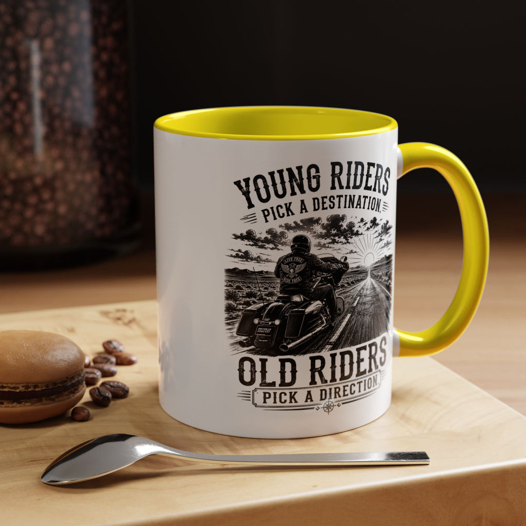 "Young Riders Pick a Destination, Old Riders Pick a Direction" Coffee Mug
