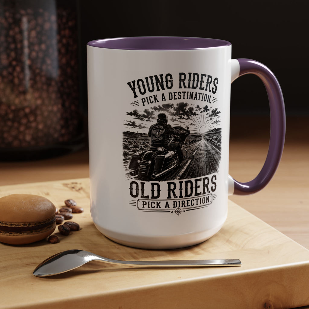 "Young Riders Pick a Destination, Old Riders Pick a Direction" Coffee Mug