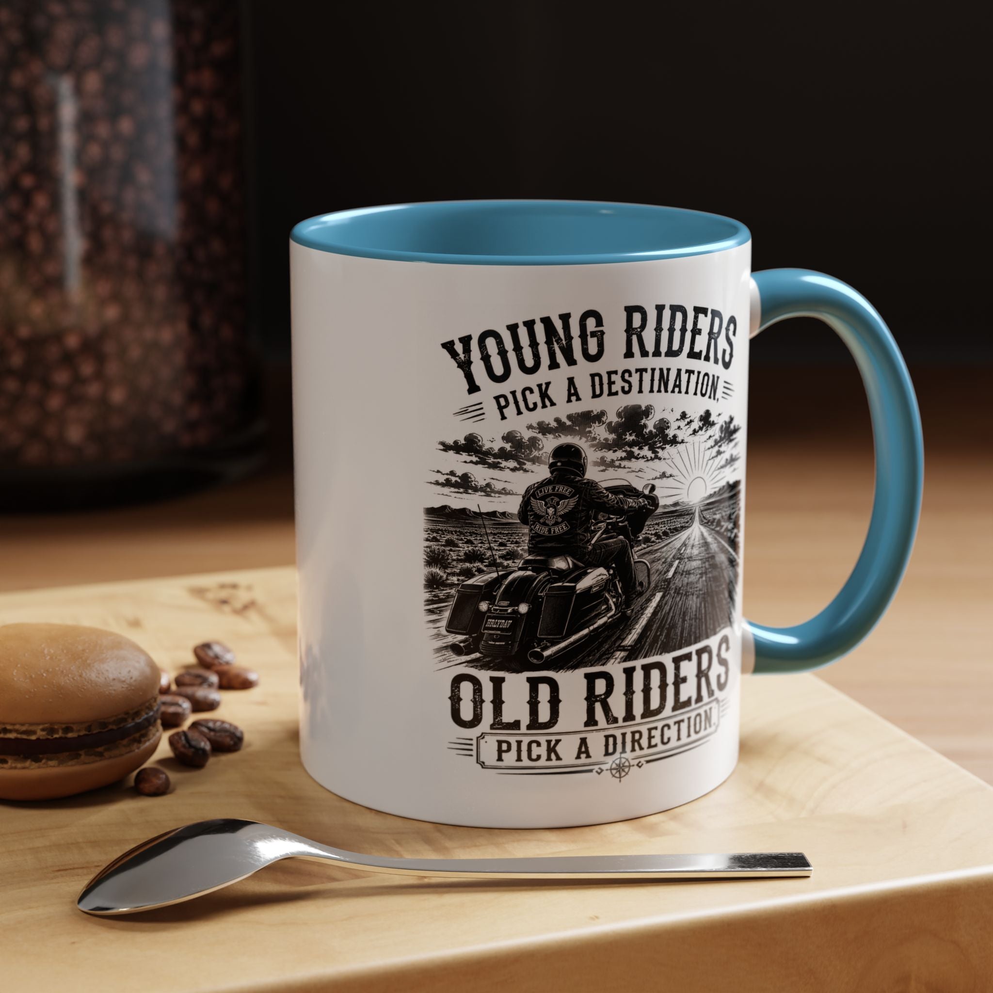 "Young Riders Pick a Destination, Old Riders Pick a Direction" Coffee Mug