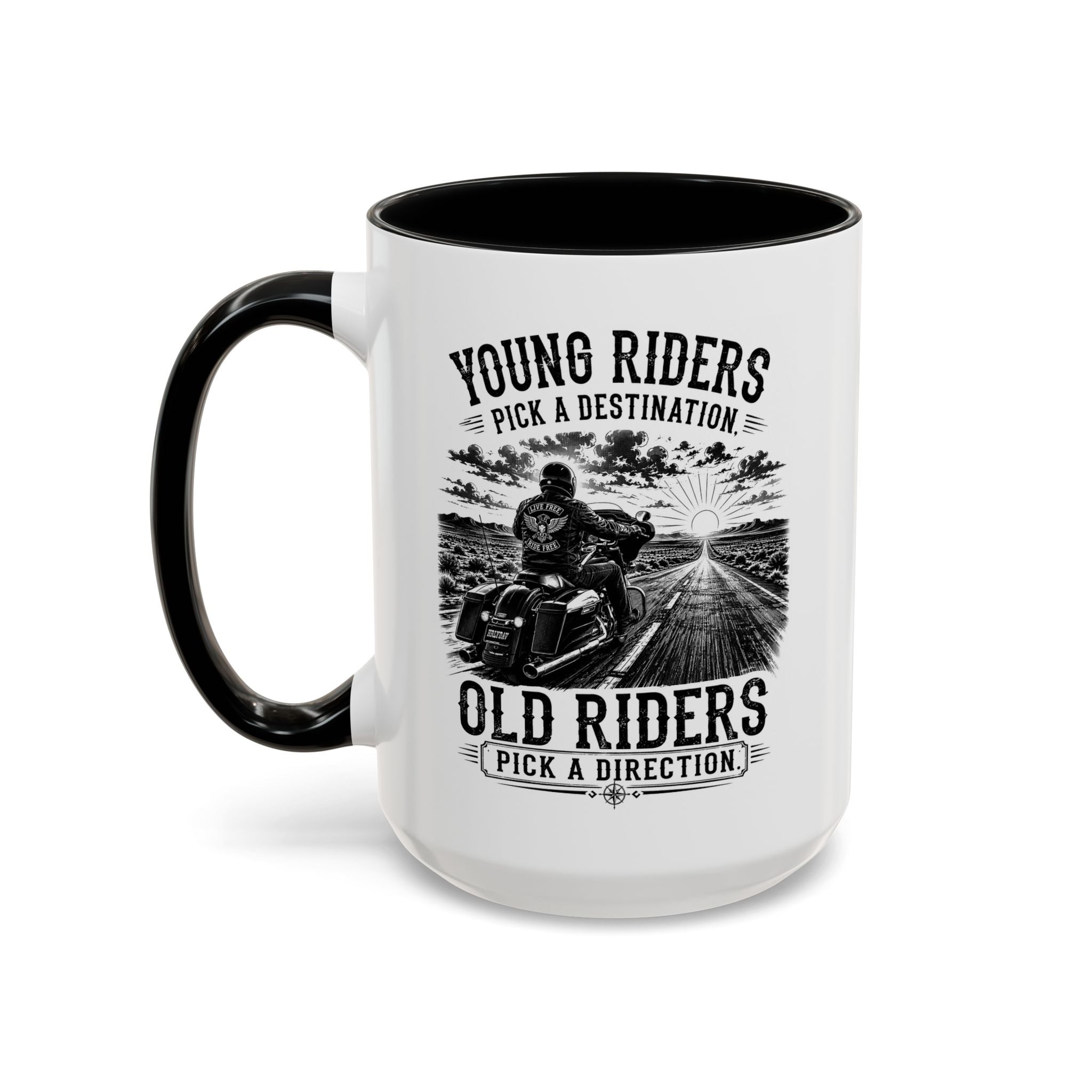 "Young Riders Pick a Destination, Old Riders Pick a Direction" Coffee Mug