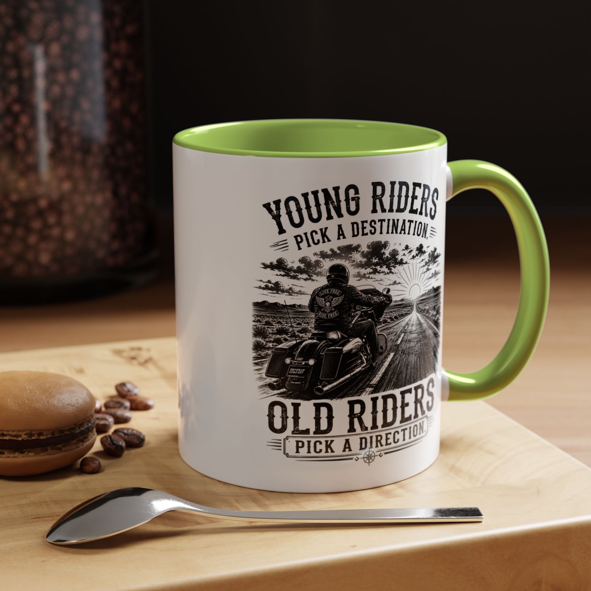 "Young Riders Pick a Destination, Old Riders Pick a Direction" Coffee Mug