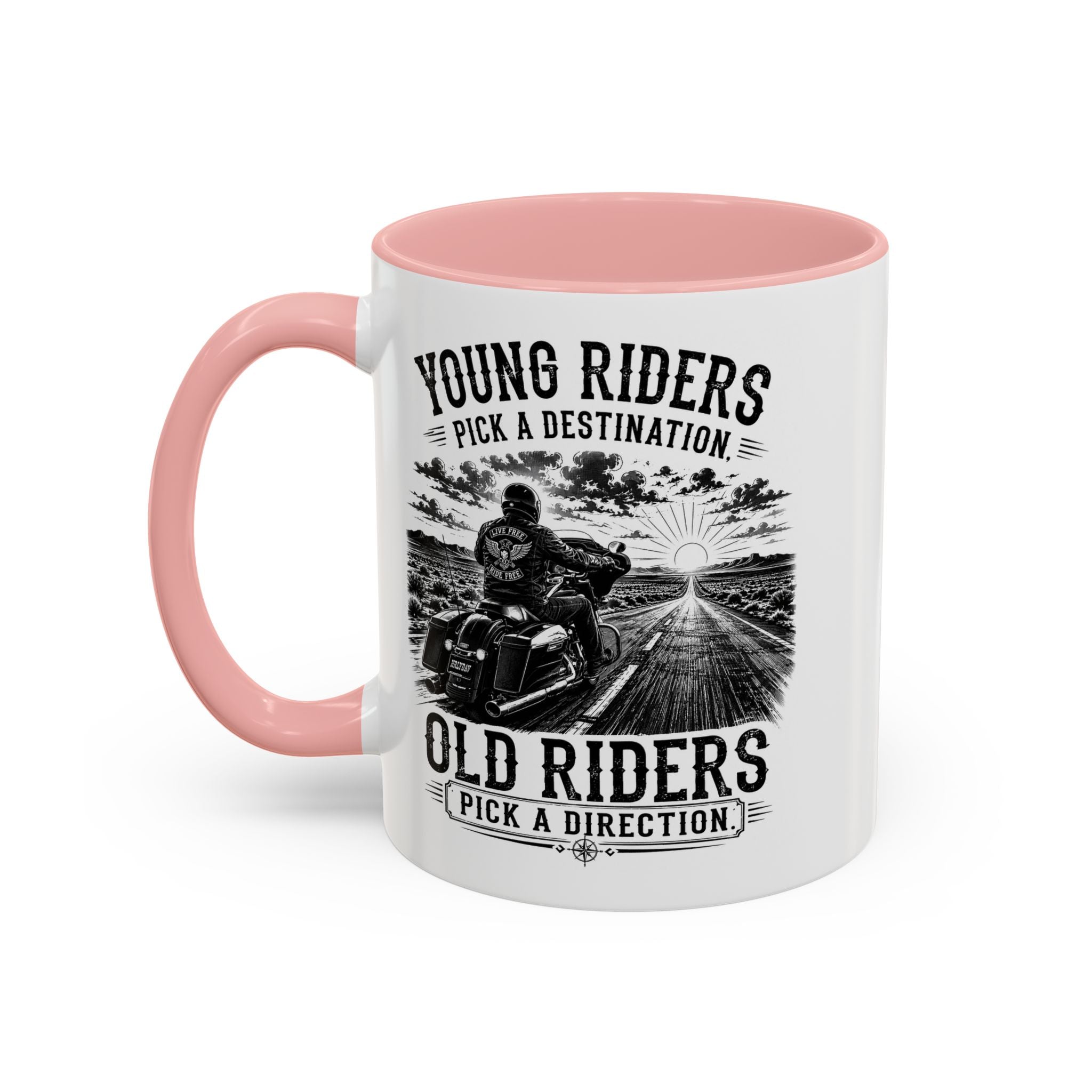 "Young Riders Pick a Destination, Old Riders Pick a Direction" Coffee Mug