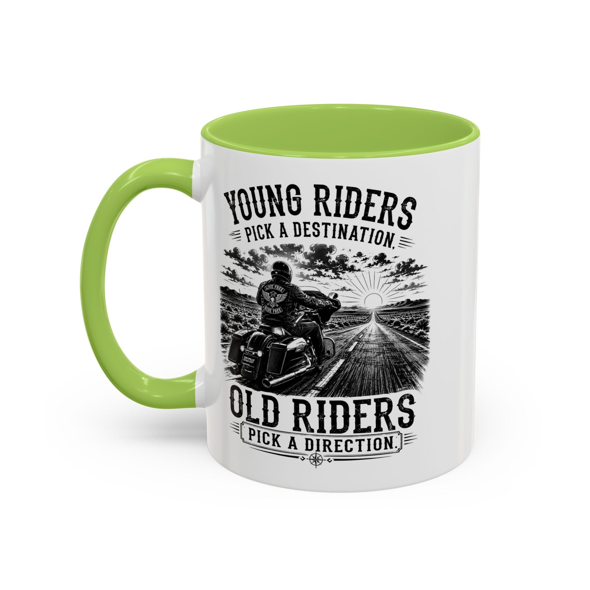 "Young Riders Pick a Destination, Old Riders Pick a Direction" Coffee Mug