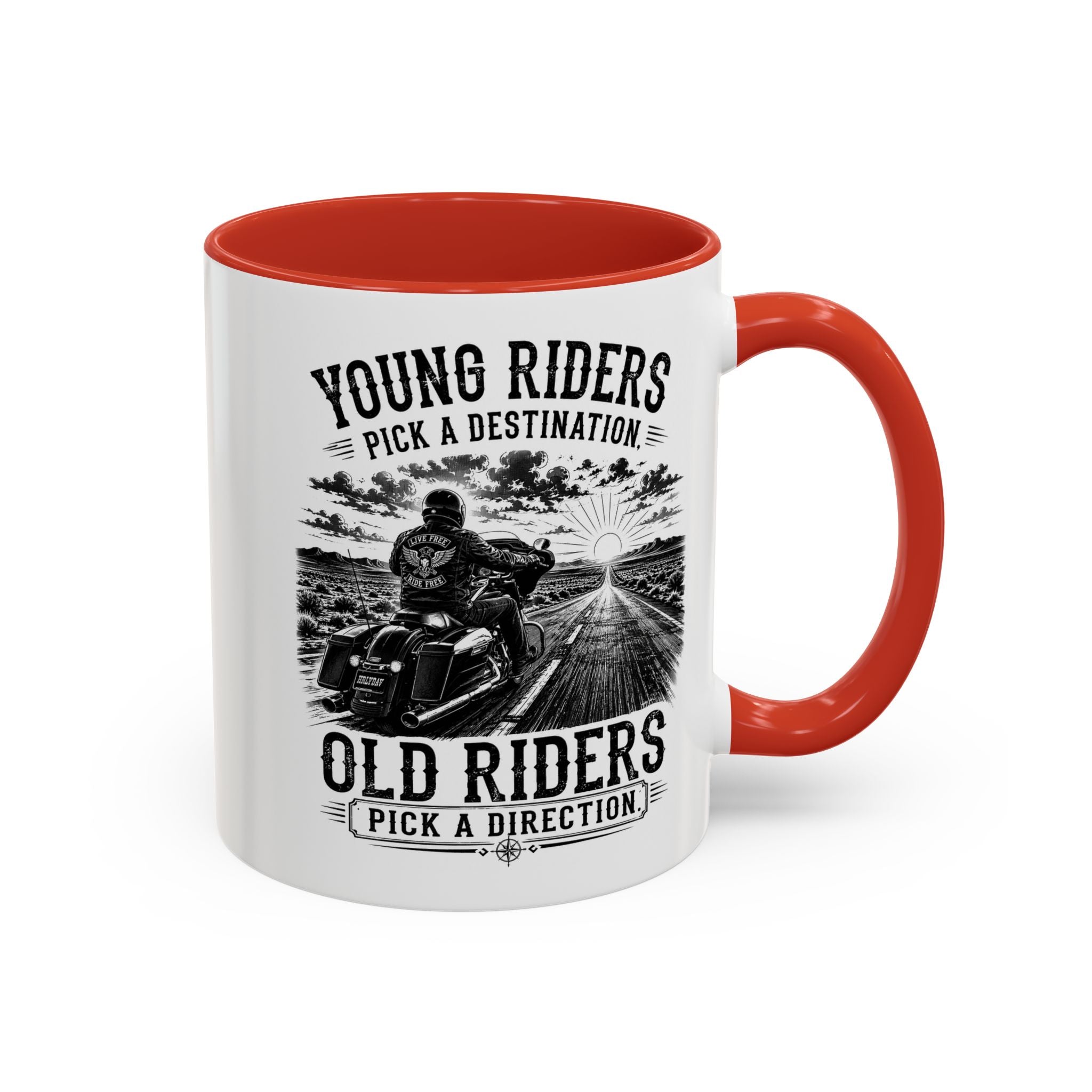 "Young Riders Pick a Destination, Old Riders Pick a Direction" Coffee Mug