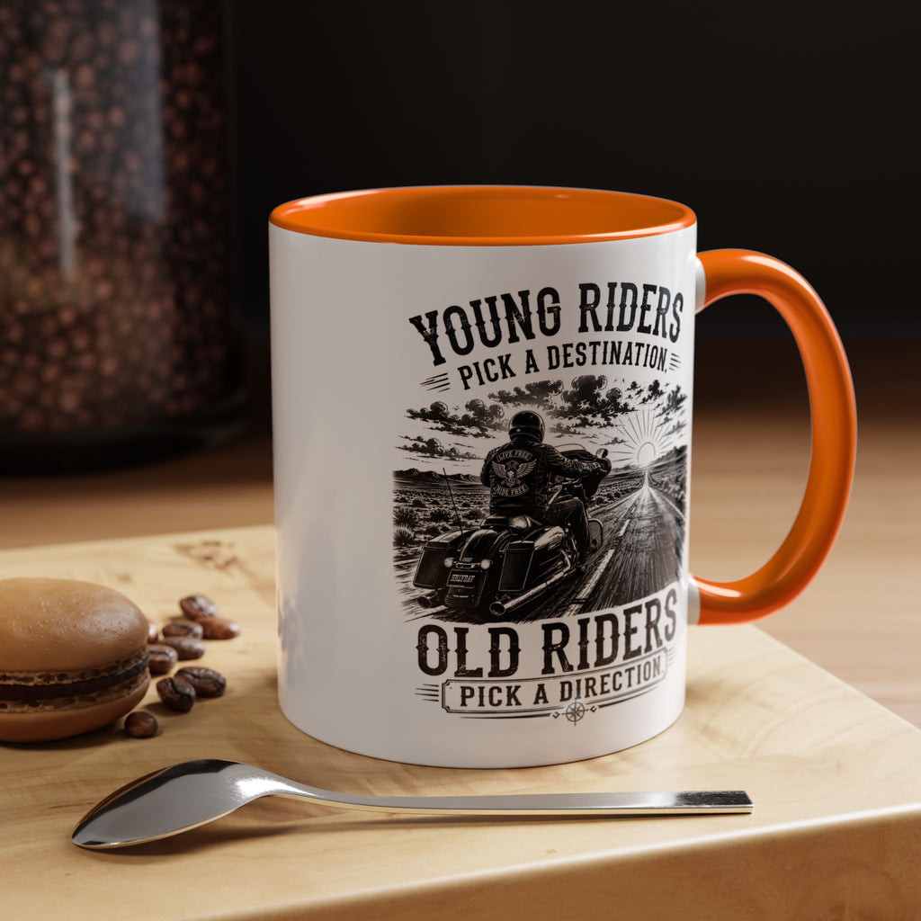 "Young Riders Pick a Destination, Old Riders Pick a Direction" Coffee Mug