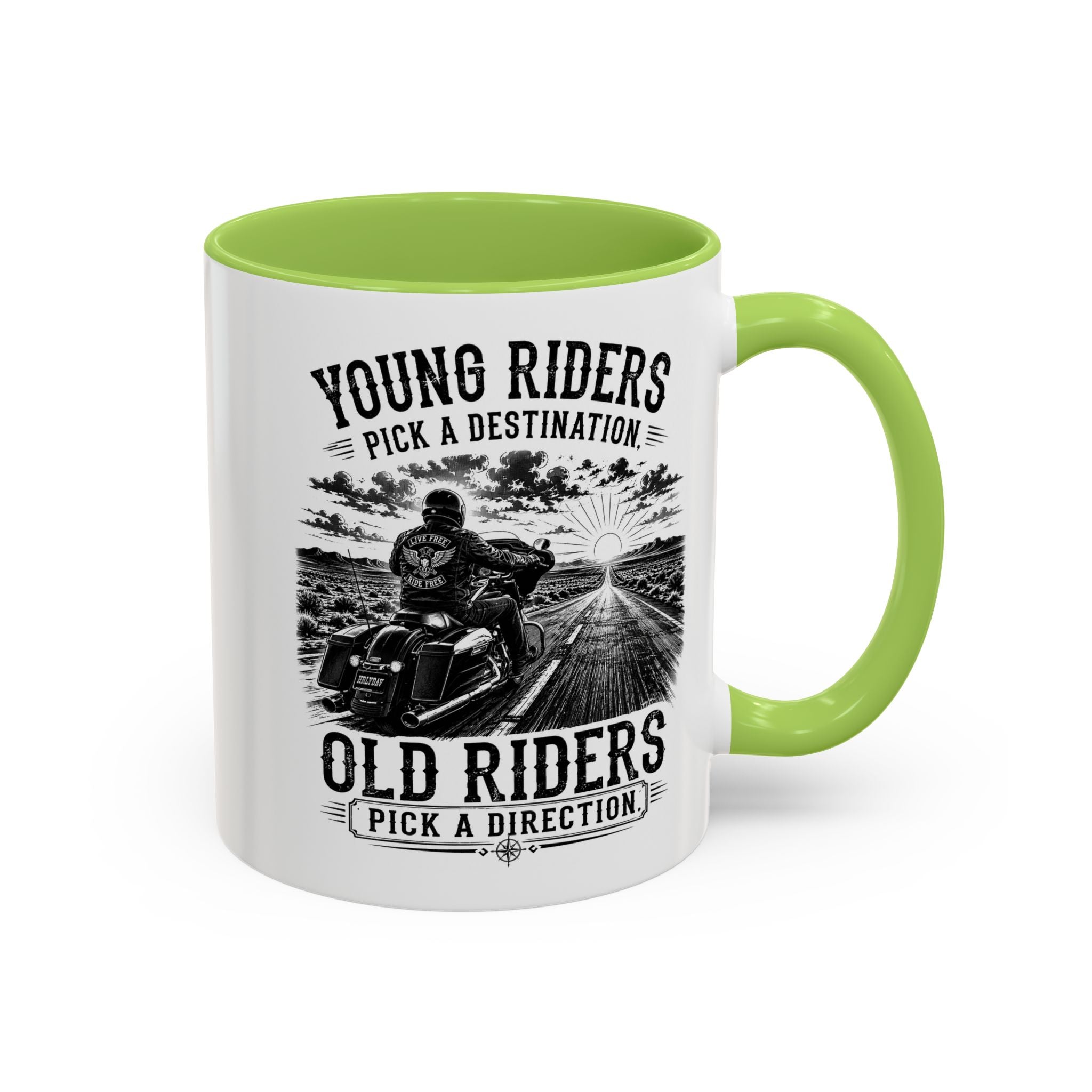 "Young Riders Pick a Destination, Old Riders Pick a Direction" Coffee Mug