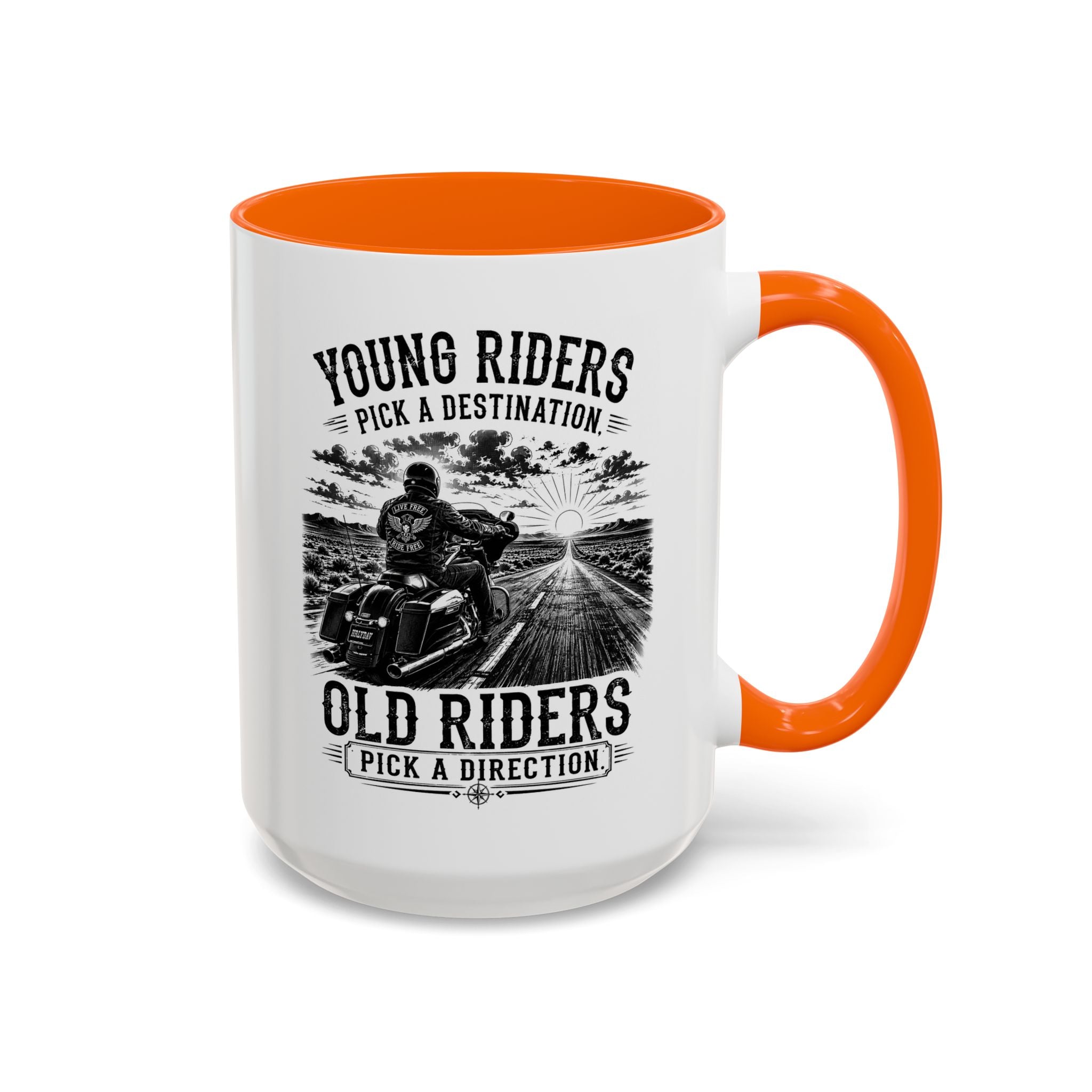 "Young Riders Pick a Destination, Old Riders Pick a Direction" Coffee Mug