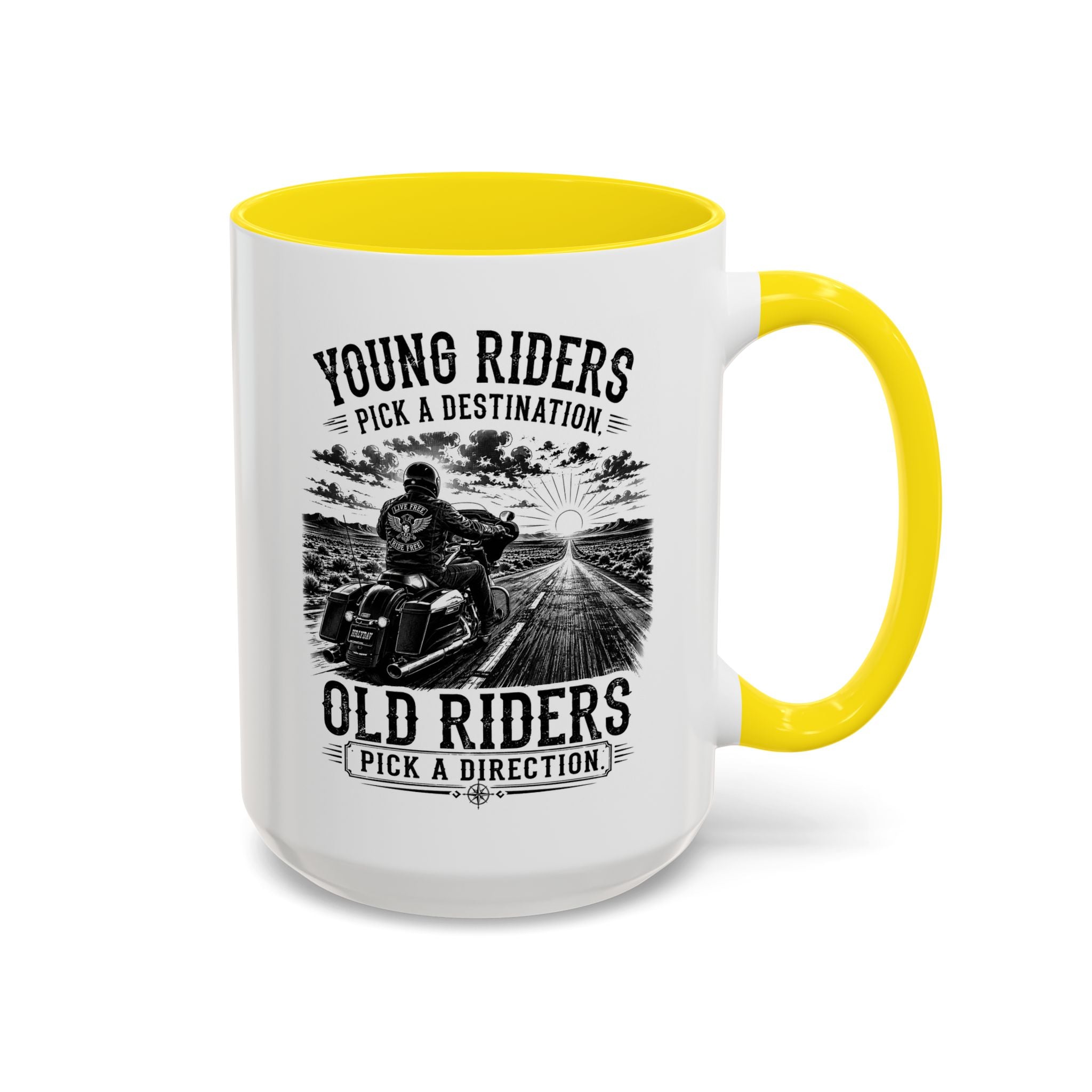 "Young Riders Pick a Destination, Old Riders Pick a Direction" Coffee Mug