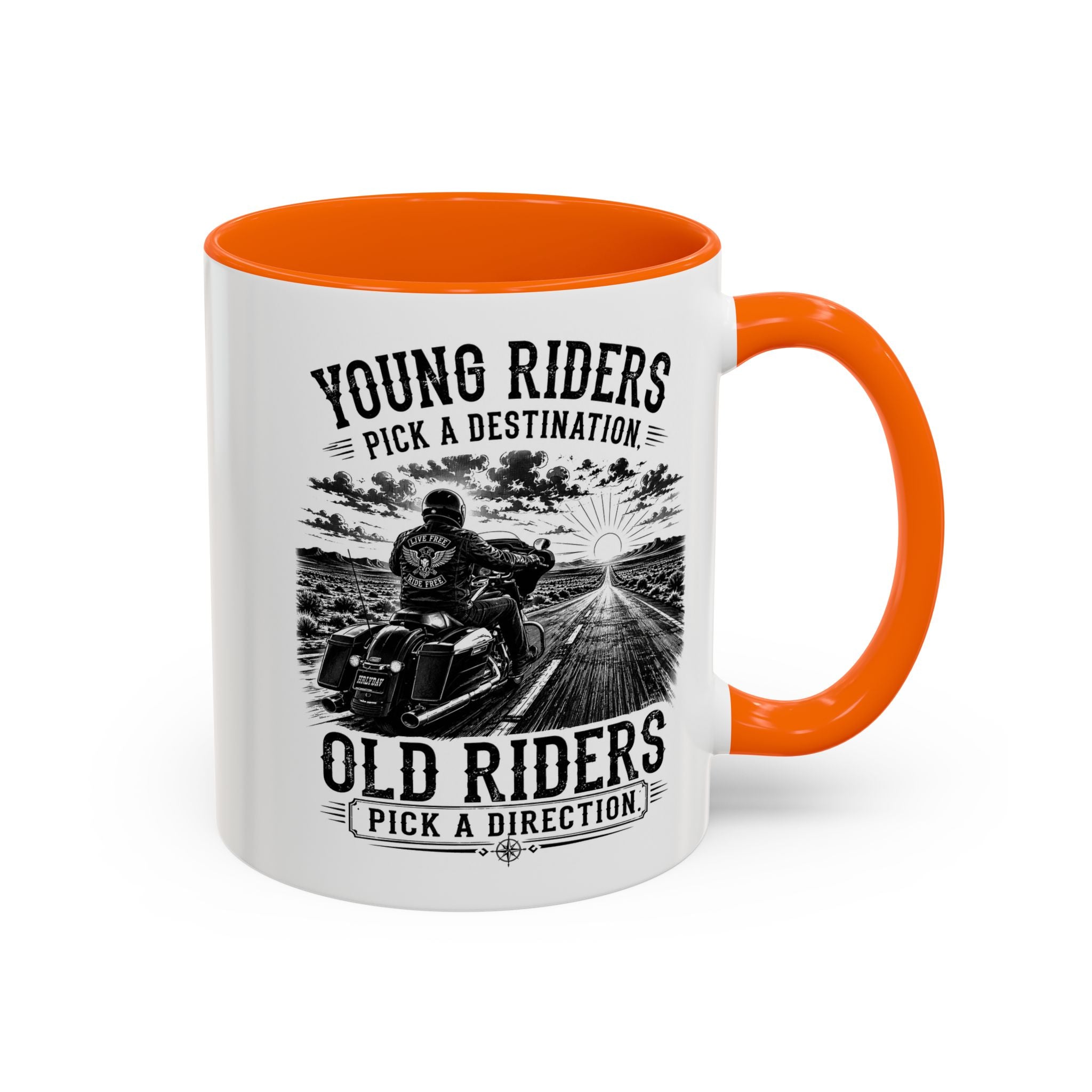 "Young Riders Pick a Destination, Old Riders Pick a Direction" Coffee Mug