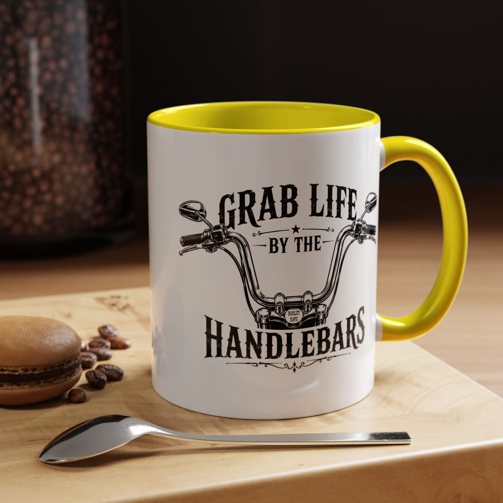Grab Life by the Handlebars Coffee Mug — Motorcycle Rider Gift (11/15 oz)