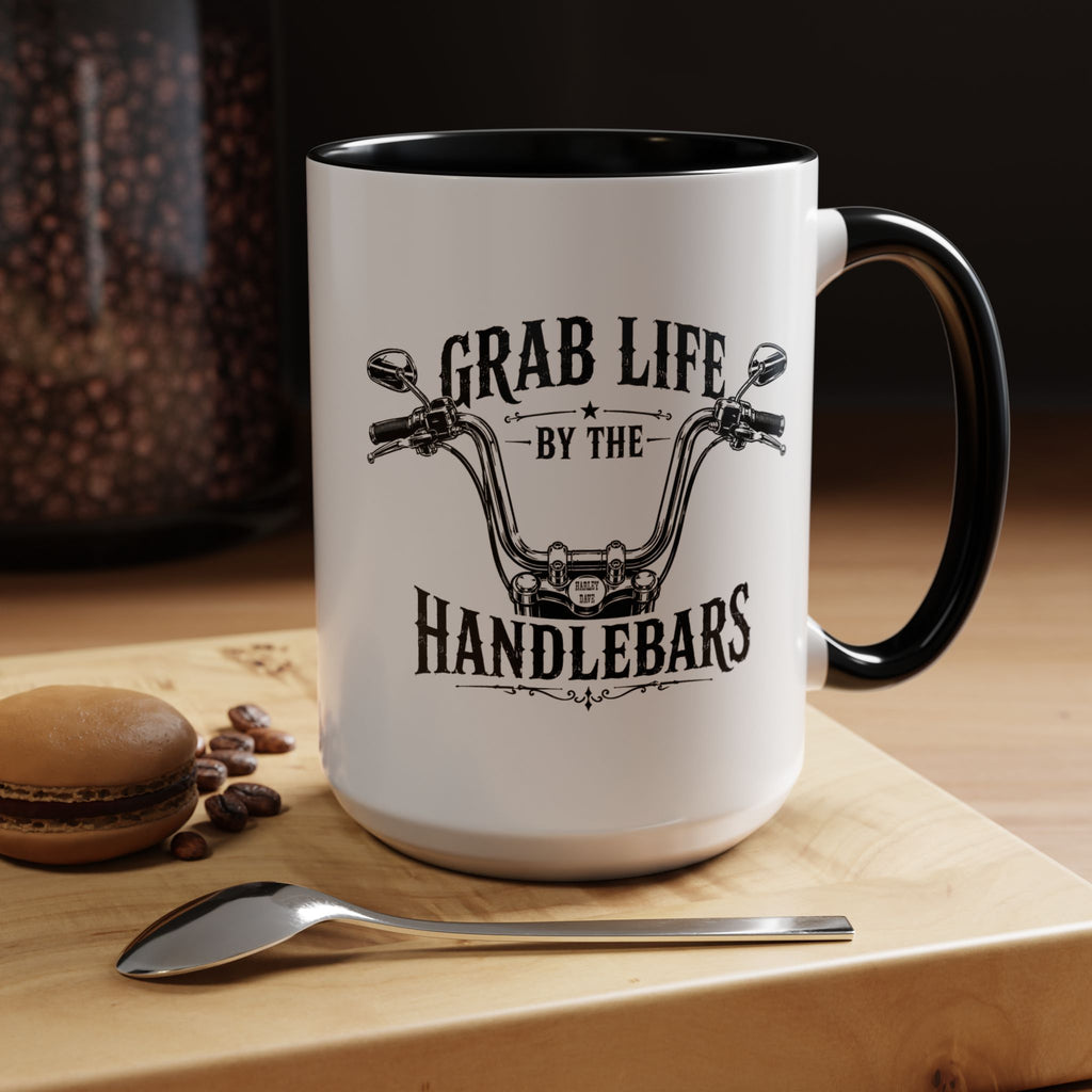 Grab Life by the Handlebars Coffee Mug — Motorcycle Rider Gift (11/15 oz)
