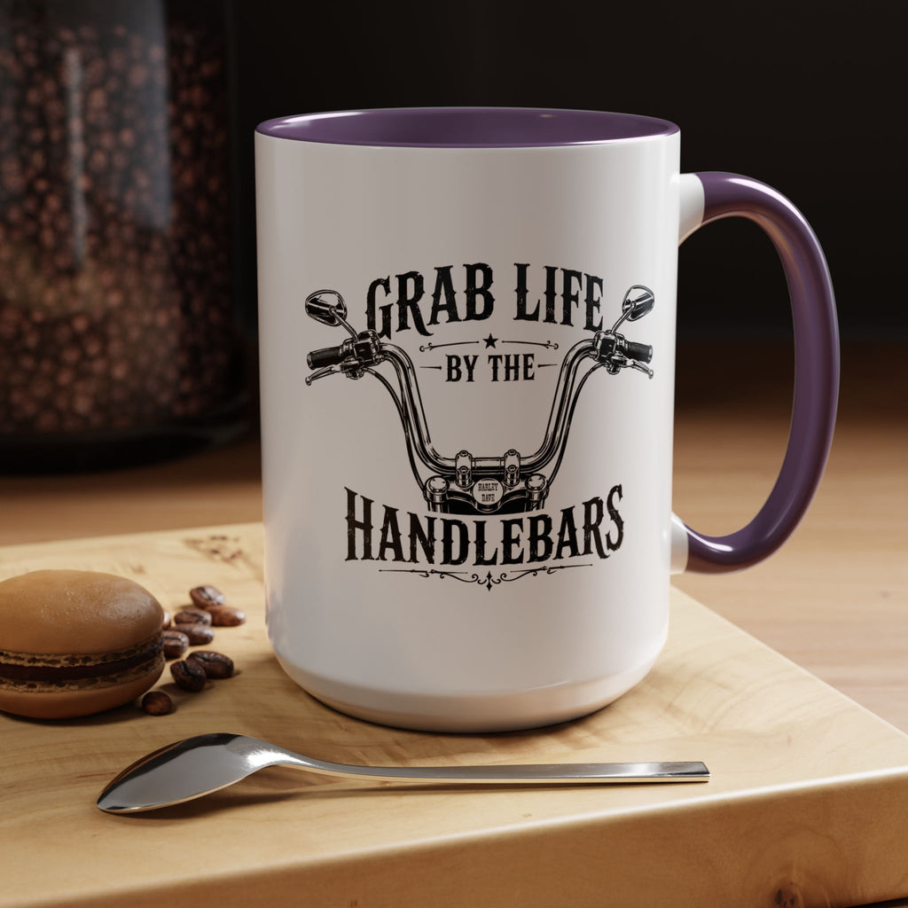 Grab Life by the Handlebars Coffee Mug — Motorcycle Rider Gift (11/15 oz)