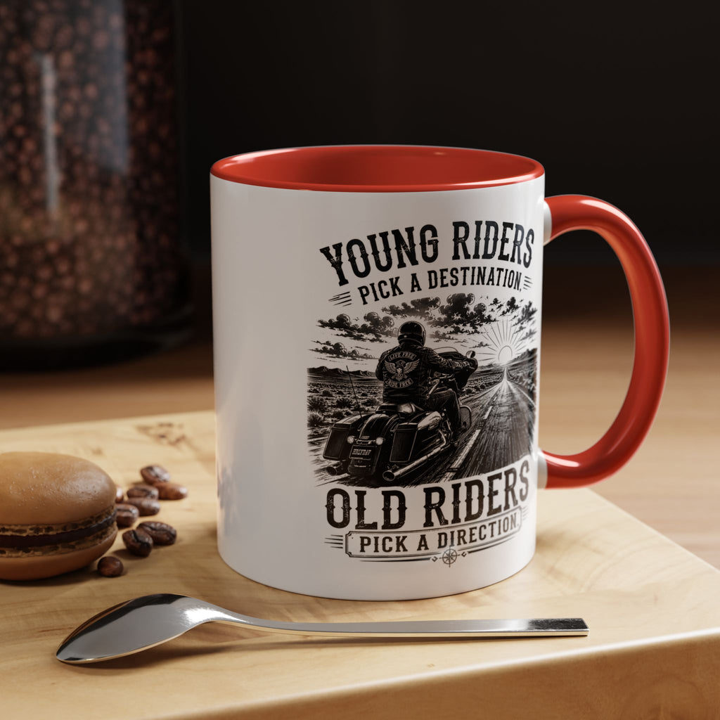 "Young Riders Pick a Destination, Old Riders Pick a Direction" Coffee Mug