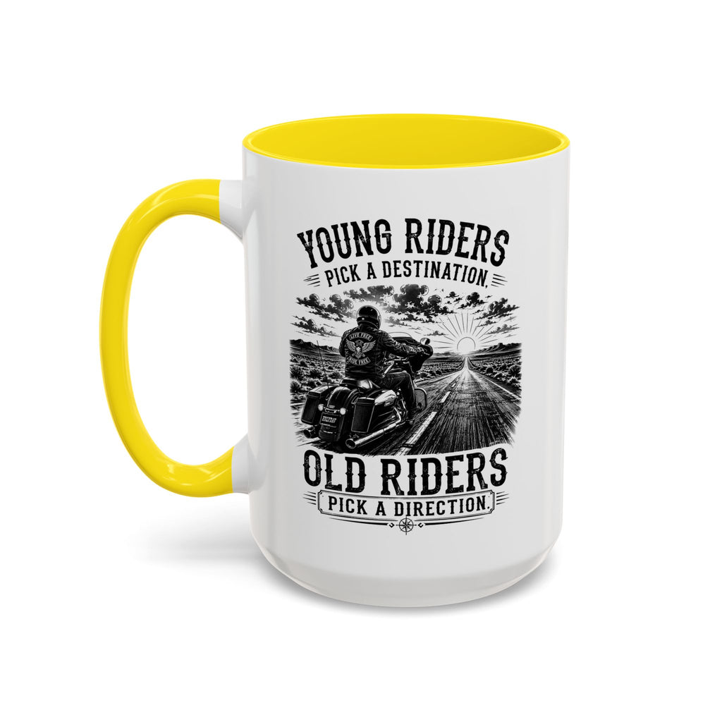 "Young Riders Pick a Destination, Old Riders Pick a Direction" Coffee Mug