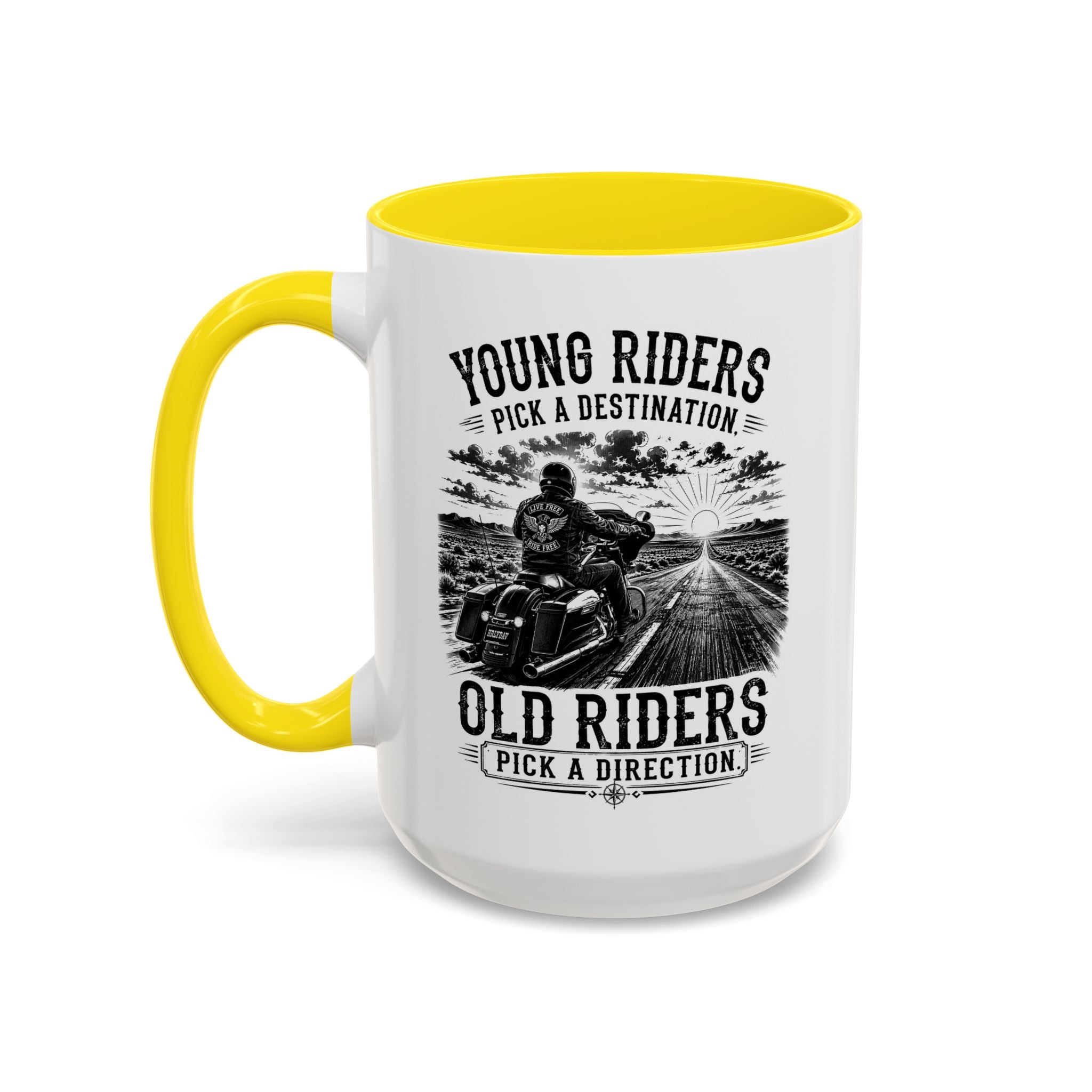 "Young Riders Pick a Destination, Old Riders Pick a Direction" Coffee Mug