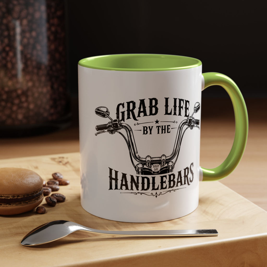 Grab Life by the Handlebars Coffee Mug — Motorcycle Rider Gift (11/15 oz)