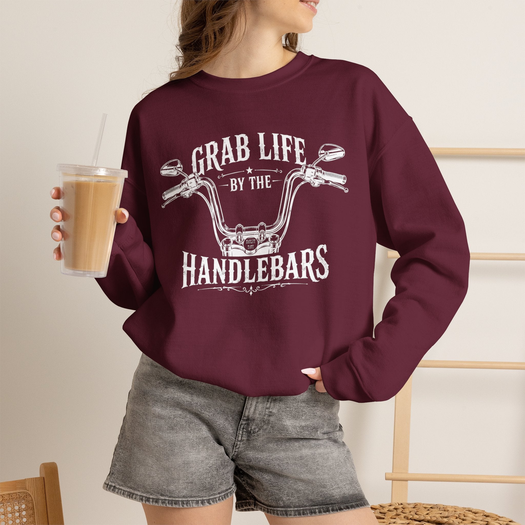 "Grab Life by the Handlebars" Motorcycle Sweatshirt