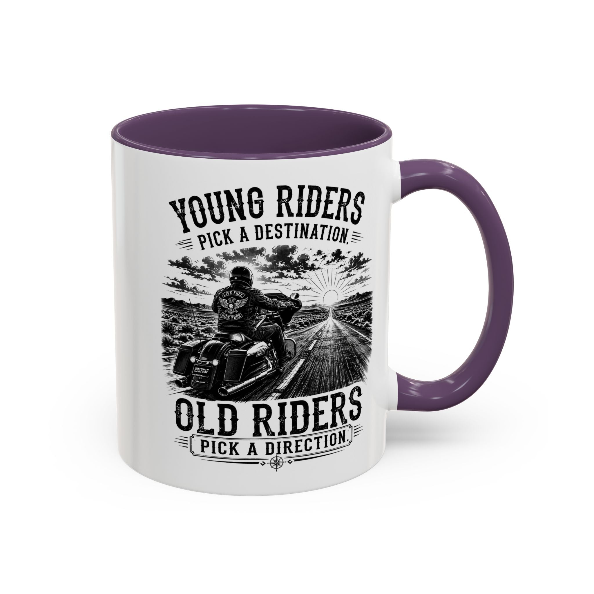 "Young Riders Pick a Destination, Old Riders Pick a Direction" Coffee Mug