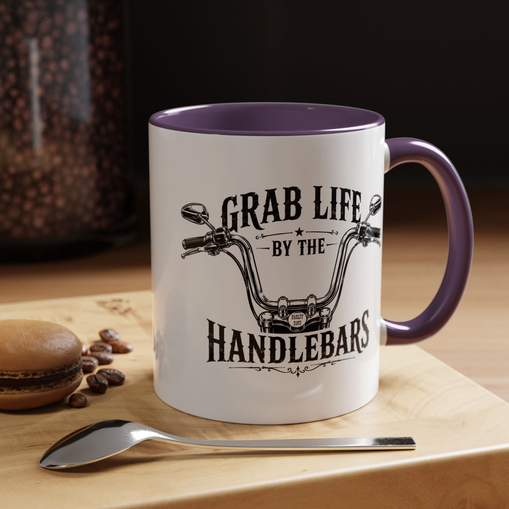 Grab Life by the Handlebars Coffee Mug — Motorcycle Rider Gift (11/15 oz)