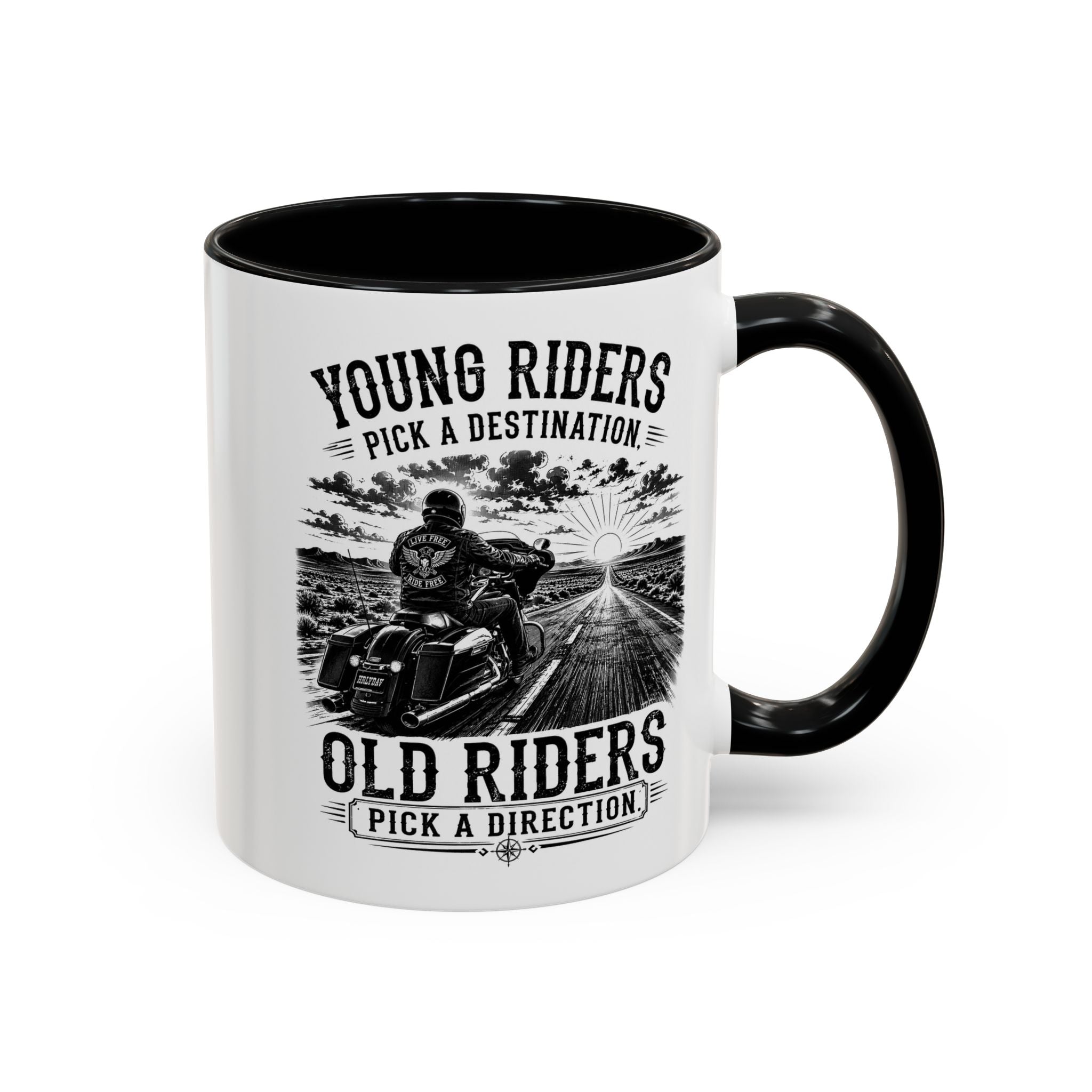 "Young Riders Pick a Destination, Old Riders Pick a Direction" Coffee Mug
