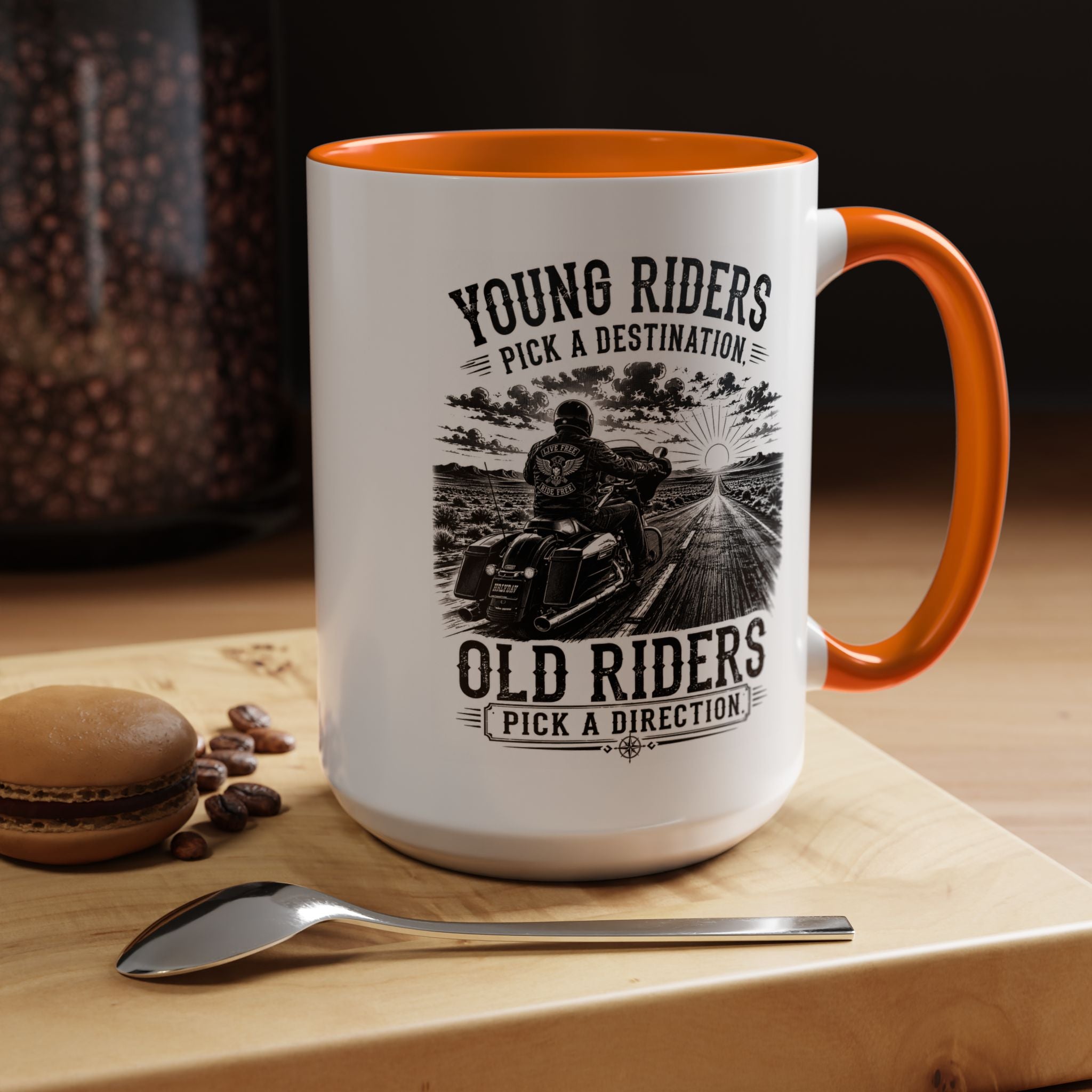 "Young Riders Pick a Destination, Old Riders Pick a Direction" Coffee Mug