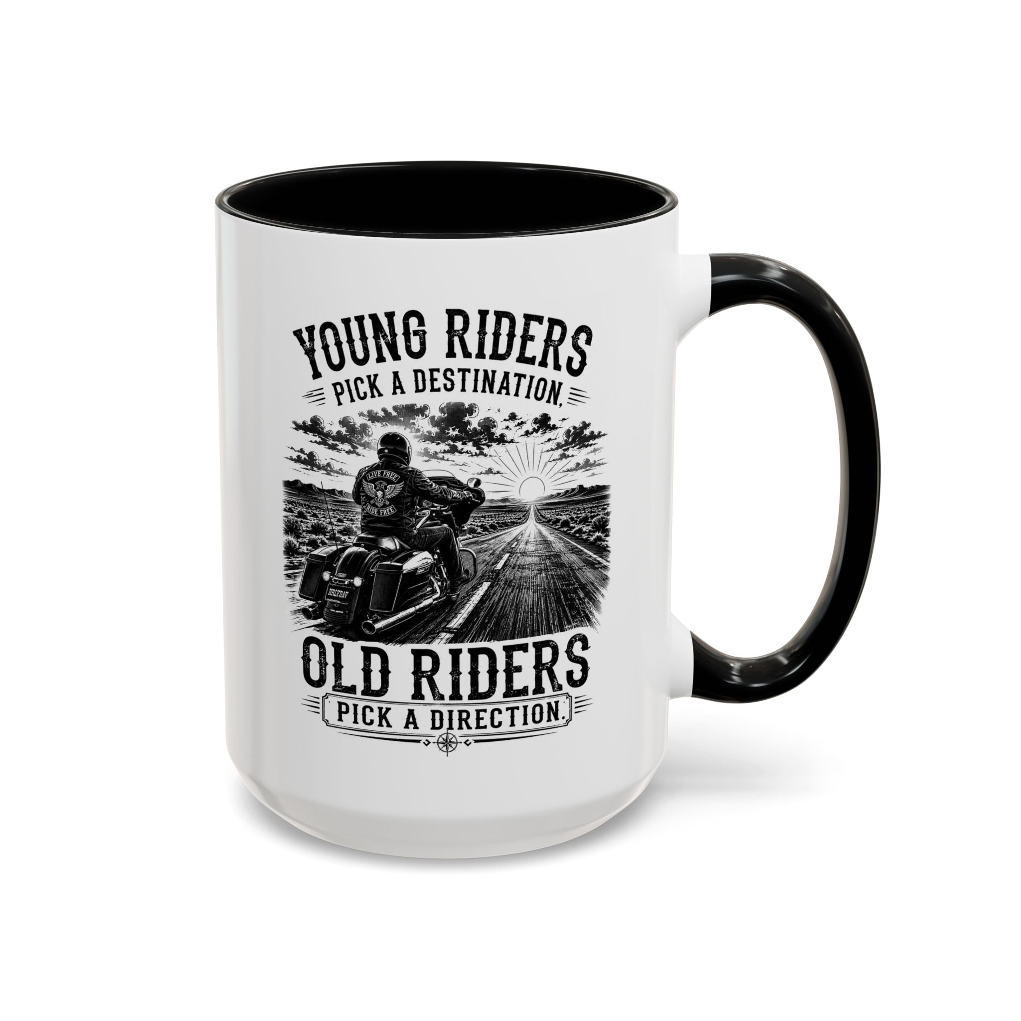 "Young Riders Pick a Destination, Old Riders Pick a Direction" Coffee Mug