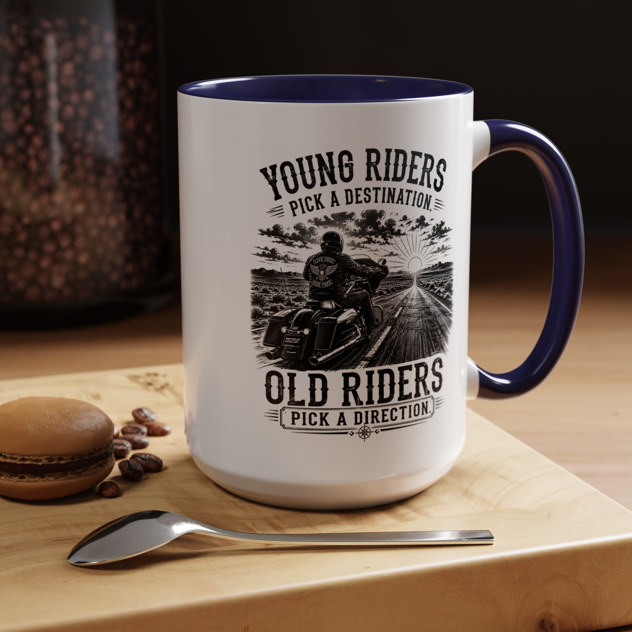 "Young Riders Pick a Destination, Old Riders Pick a Direction" Coffee Mug