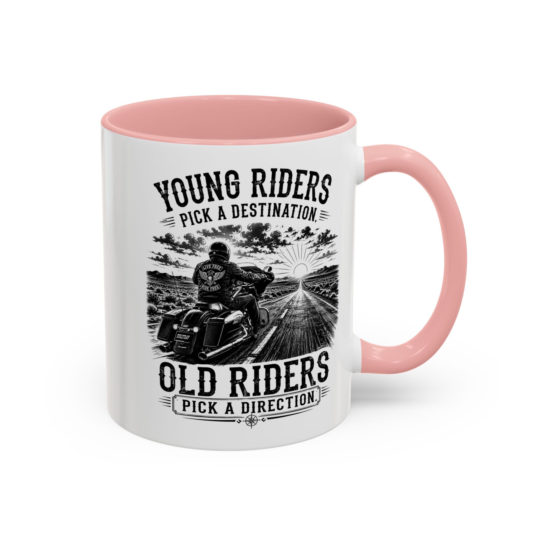 "Young Riders Pick a Destination, Old Riders Pick a Direction" Coffee Mug