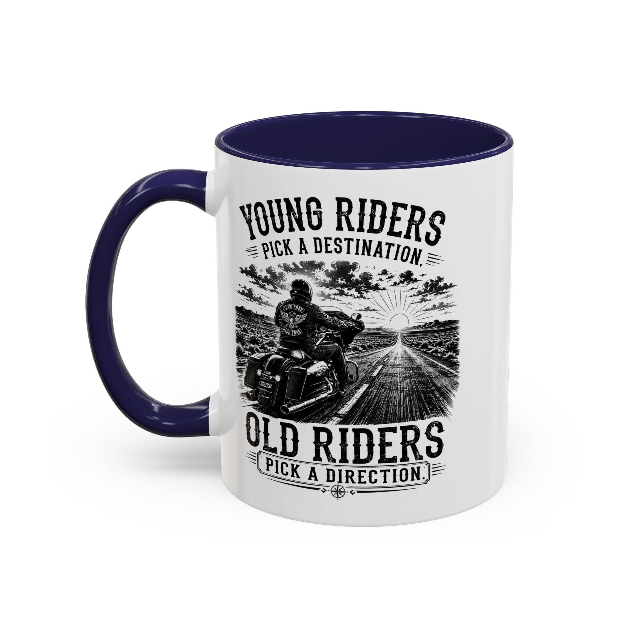 "Young Riders Pick a Destination, Old Riders Pick a Direction" Coffee Mug