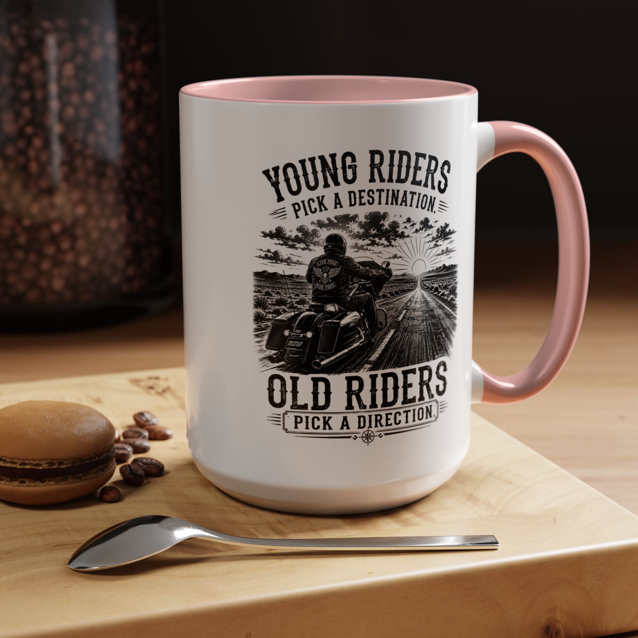 "Young Riders Pick a Destination, Old Riders Pick a Direction" Coffee Mug