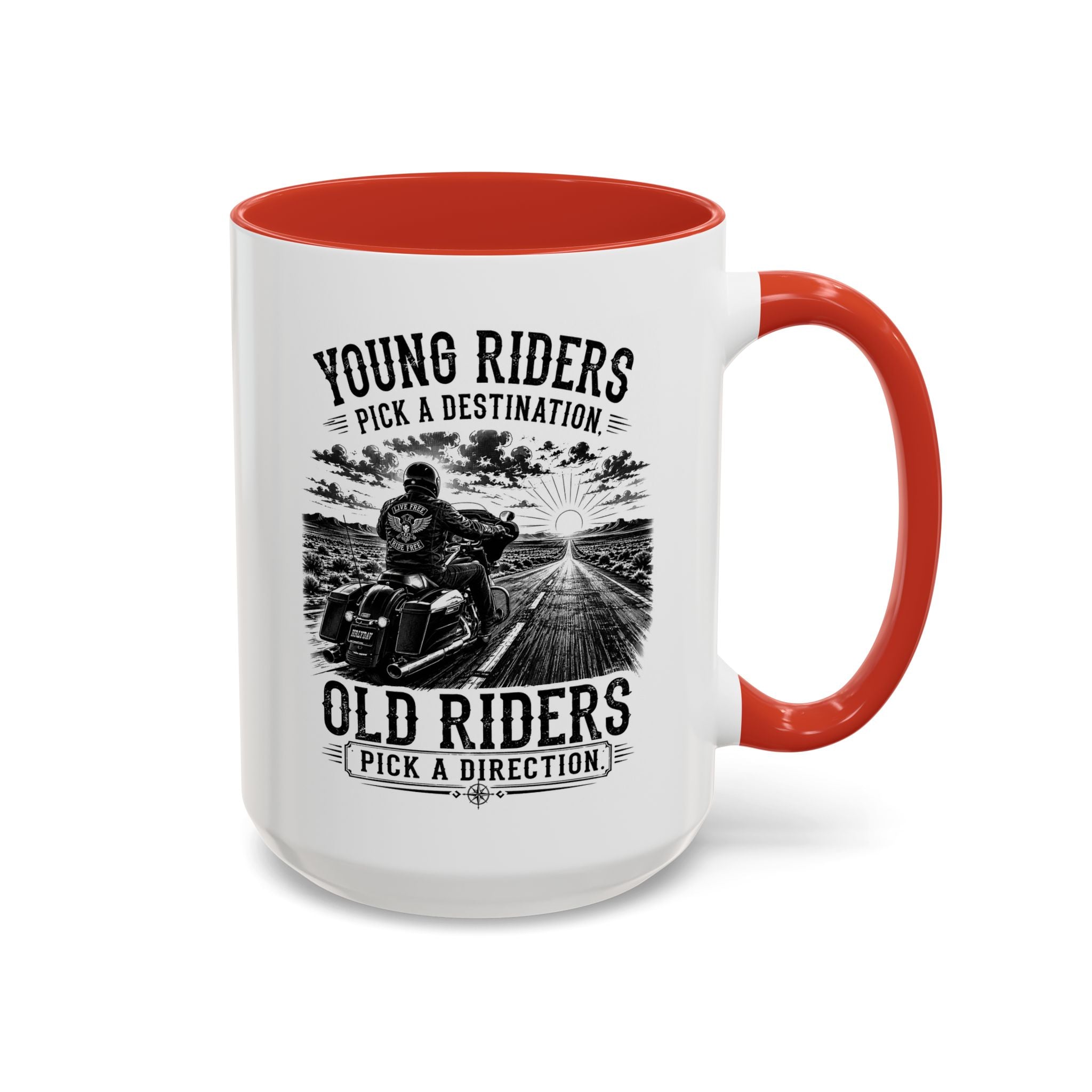 "Young Riders Pick a Destination, Old Riders Pick a Direction" Coffee Mug