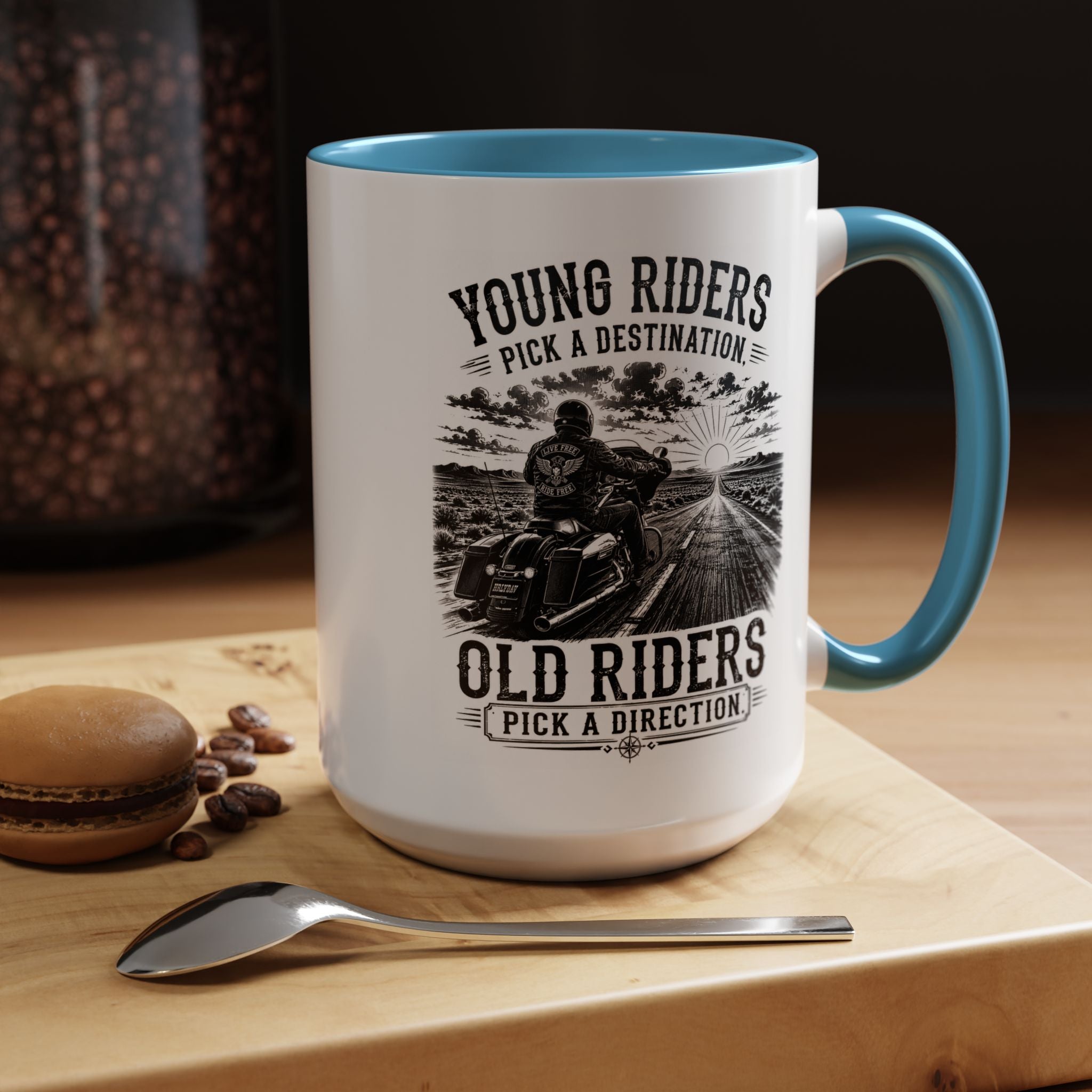 "Young Riders Pick a Destination, Old Riders Pick a Direction" Coffee Mug