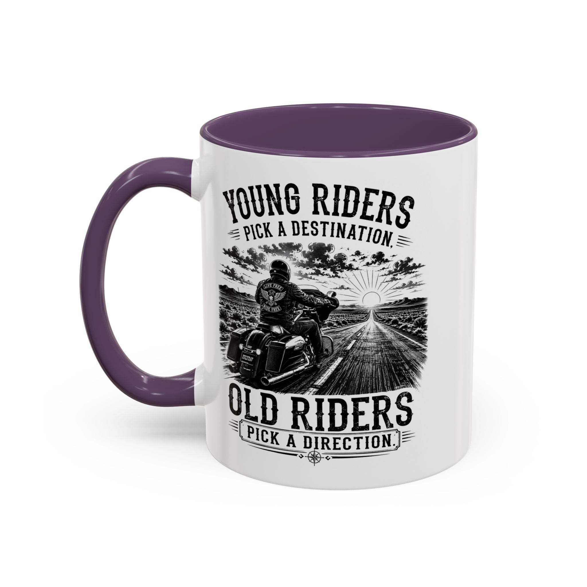 "Young Riders Pick a Destination, Old Riders Pick a Direction" Coffee Mug