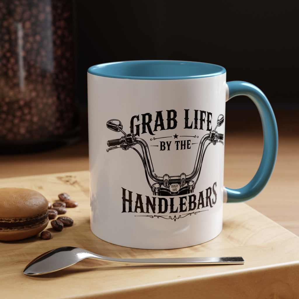 Grab Life by the Handlebars Coffee Mug — Motorcycle Rider Gift (11/15 oz)