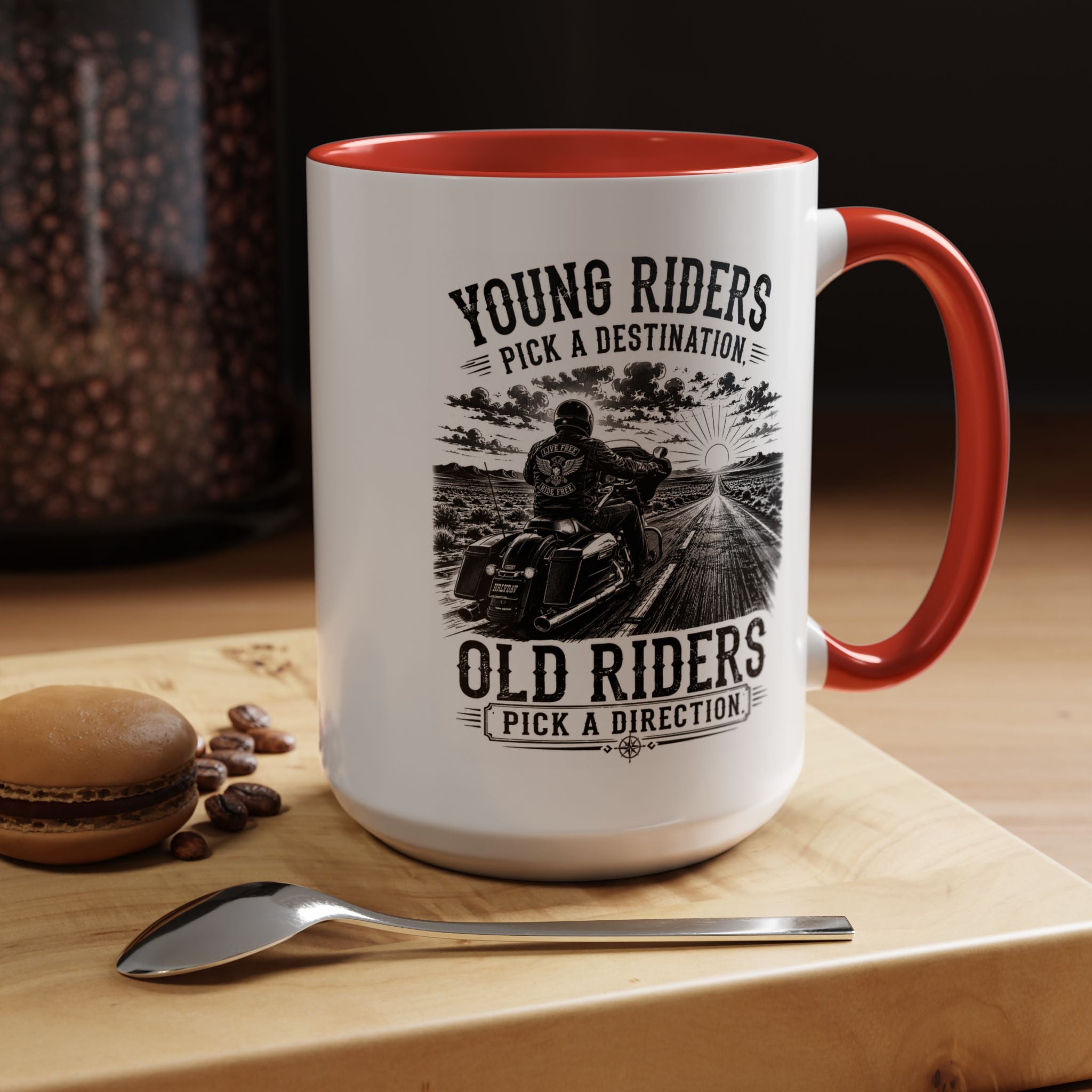 "Young Riders Pick a Destination, Old Riders Pick a Direction" Coffee Mug